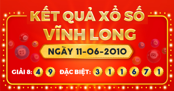 Kết quả xổ số Vĩnh Long ngày 11/6/2010