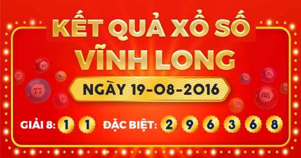 Kết quả xổ số Vĩnh Long ngày 19/8/2016