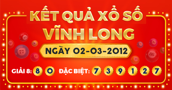 Kết quả xổ số Vĩnh Long ngày 2/3/2012
