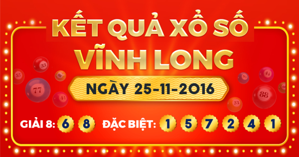 Kết quả xổ số Vĩnh Long ngày 25/11/2016