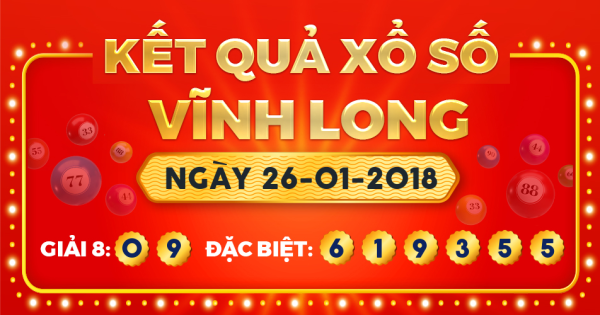 Kết quả xổ số Vĩnh Long ngày 26/1/2018