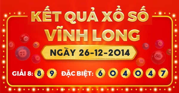 Kết quả xổ số Vĩnh Long ngày 26/12/2014