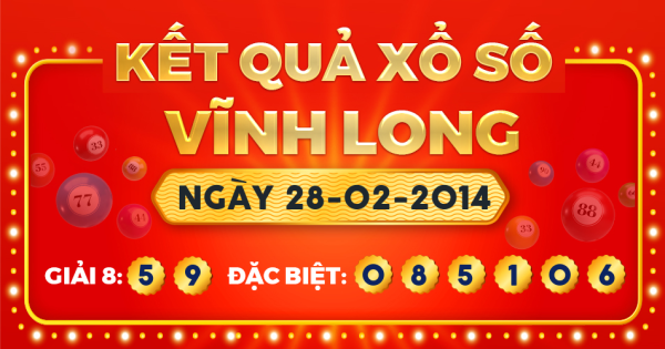 Kết quả xổ số Vĩnh Long ngày 28/2/2014