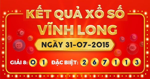 Kết quả xổ số Vĩnh Long ngày 31/7/2015