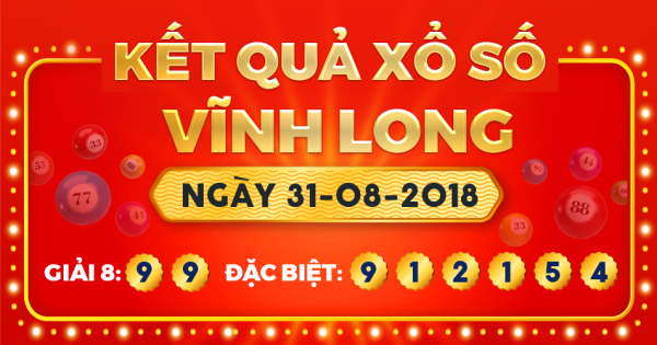 Kết quả xổ số Vĩnh Long ngày 31/8/2018