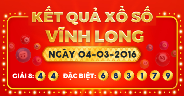 Kết quả xổ số Vĩnh Long ngày 4/3/2016