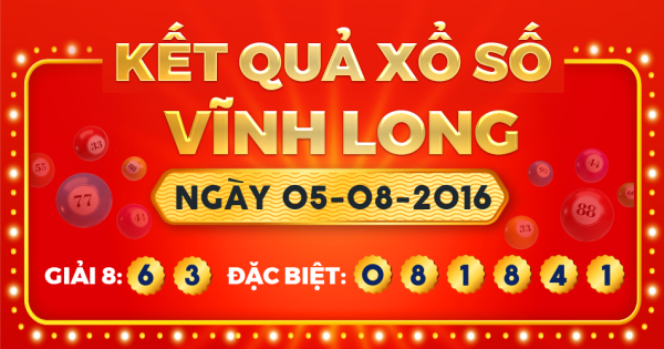 Kết quả xổ số Vĩnh Long ngày 5/8/2016