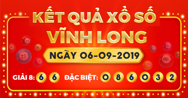 Kết quả xổ số Vĩnh Long ngày 6/9/2019